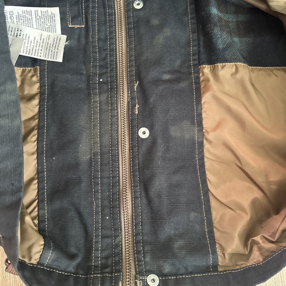 Levi Strauss Men's Trucker Jacket Rivet Black Acid Wash Corduroy Collar Medium - Picture 8 of 13